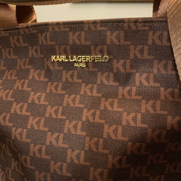 Karl Lagerfeld Brown KL Monogram Tote - Picture 2 of 5